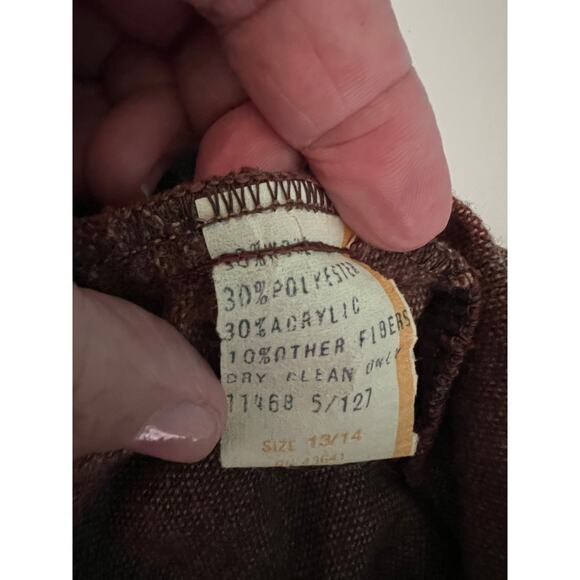 Vintage Wool Blend Skirt Size 6 Brown Striped Tweed Academia Preppy 60s - Picture 2 of 7